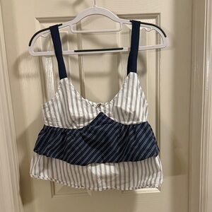 Joie Marjie, Navy & White Stripped Strap Top